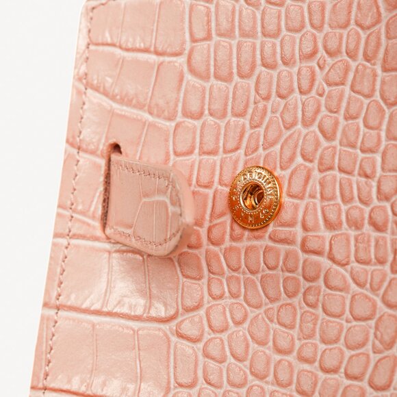 Teddy Blake Kate Croco 12" Nude Pink Leather Tote - Picture 9 of 11